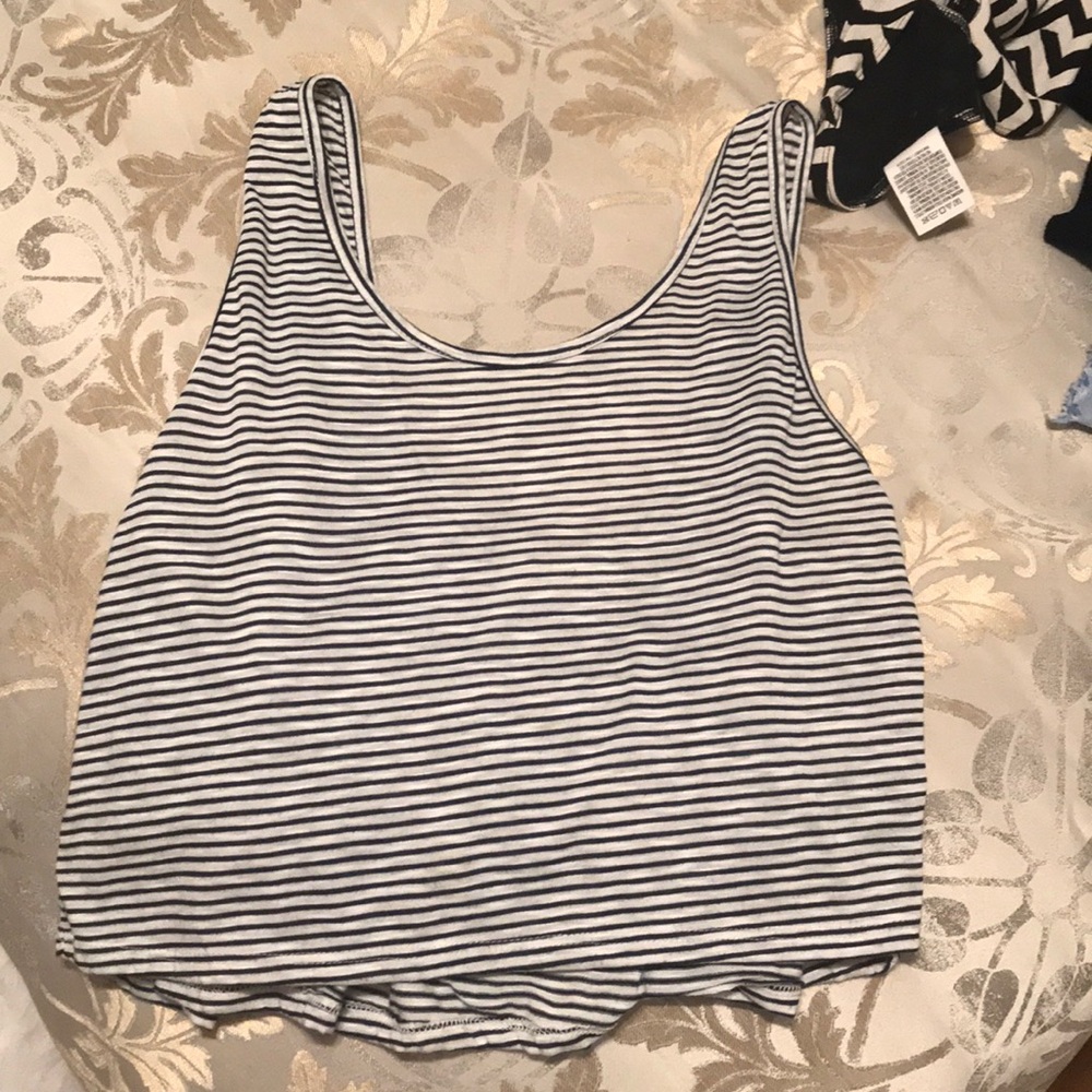 cropped horizontal stripped tank top